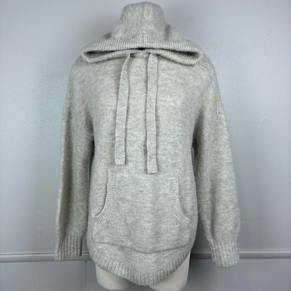 Madewell Wilmington‎ Hoodie Sweater Pullover Size S Oatmeal Beige Pockets Wool